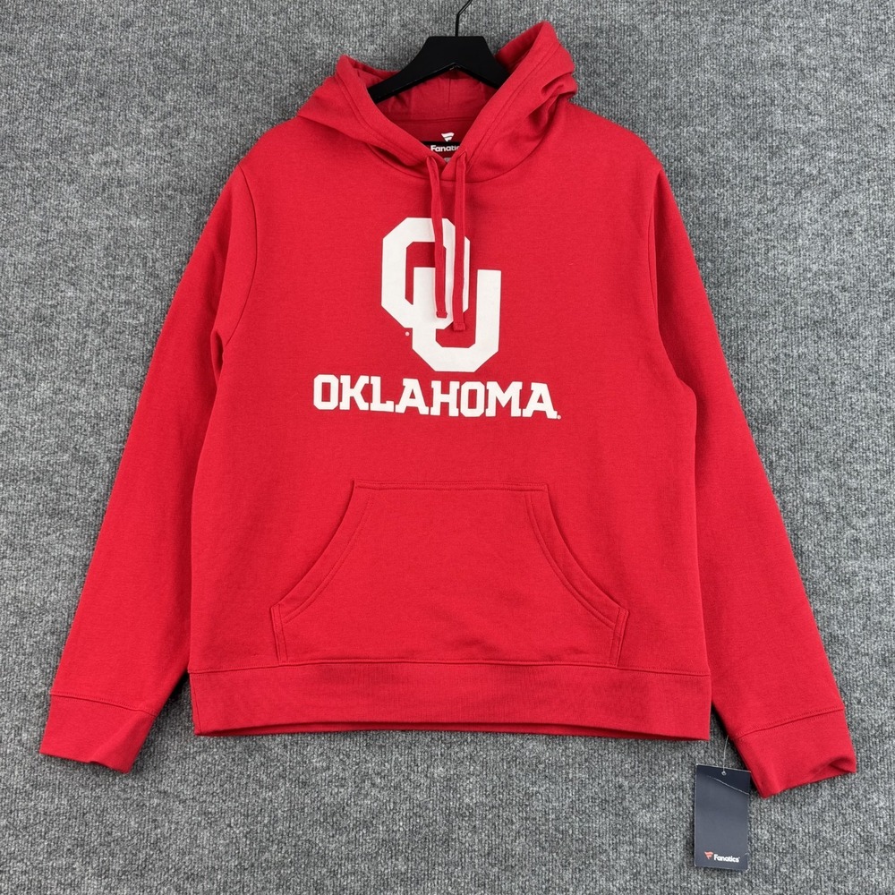 Fanatics Hoodie Mens L Crimson Oklahoma Sooners OU Logo Pullover NCAA NWT